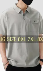 Men Polo shirt Short Sleeve Summer Pocket Oversized 5XL 6XL 7XL 8XL Plus Size T Shirt Zipper Breathable Loose Fashion Male Soft