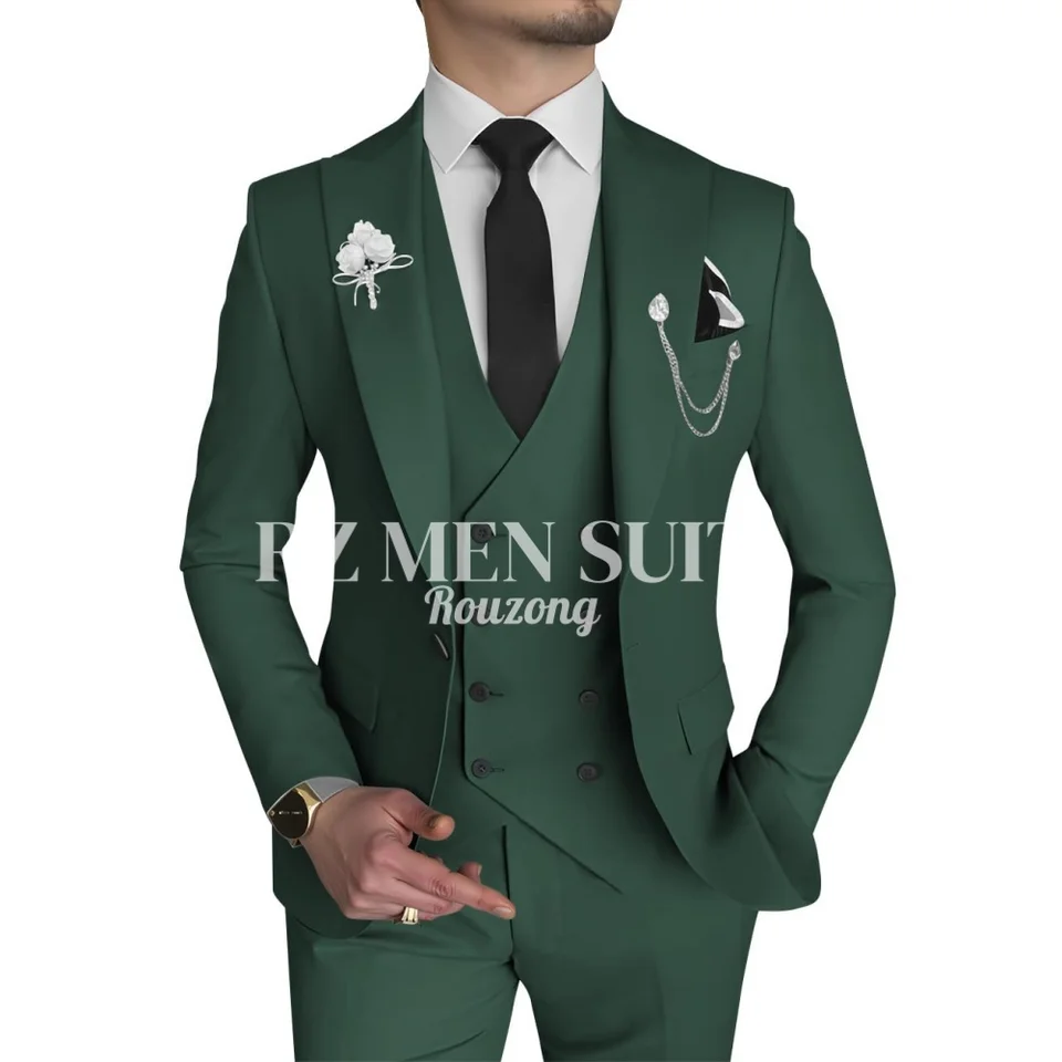 Men's 3 Piece Slim Fit Suits Double Breasted Suit Men Formal Suit for Wedding Prom Dinner Party traje de hombre elegante