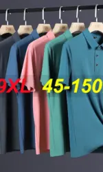 Summer Plus Size 7xl 8xl 9xl Polo Shirt Men Quick Dry Ice Silk Breathable Polo Men's Oversize Business Polo Shirt Brand Clothing