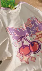 Fruit Print Women T shirt 100 Cotton Summer Harajuku Y2K Tshirt Girls Kawaii Loose Short Sleeve Top Cute Oversized Tee Plus Size