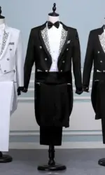 2026 Men's Suits Tuxedo Performance Suit Magician Dress Suit Vintage Double Breasted Tuxedo Swallowtail Suit Singer Blazer Pants