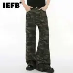 IEFB Vintage Camouflage Men's Jeans Fashion Washed Casual Wide Leg Denim Pants Autumn Winter Loose Male Trousers Old Blue 9C354