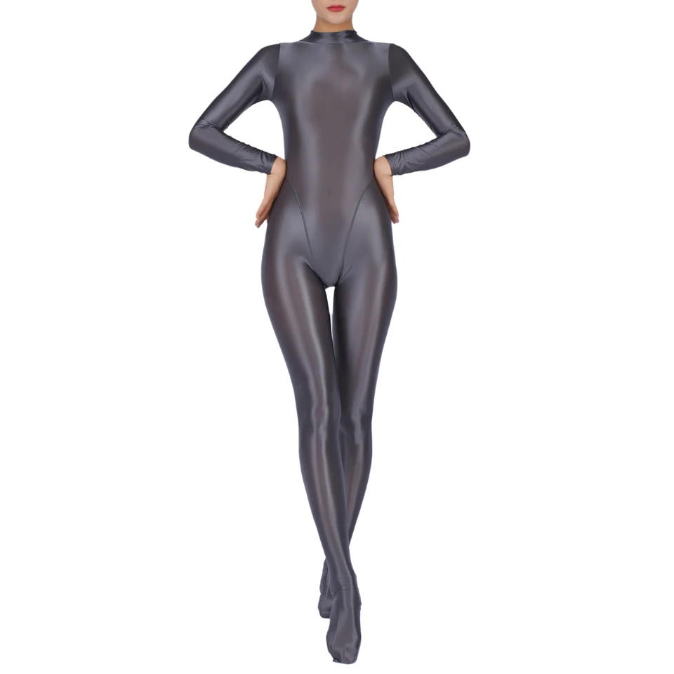 Women Full Body Jumpsuit Sports Gym Yoga Tights Bodysuit Long Sleeve Footed One Piece Solid Color Jumpsuit Body Shape Sportwear