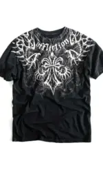 European and American men's summer Gothic skull letter print comfortable and breathable round neck T-shirt outdoor street top