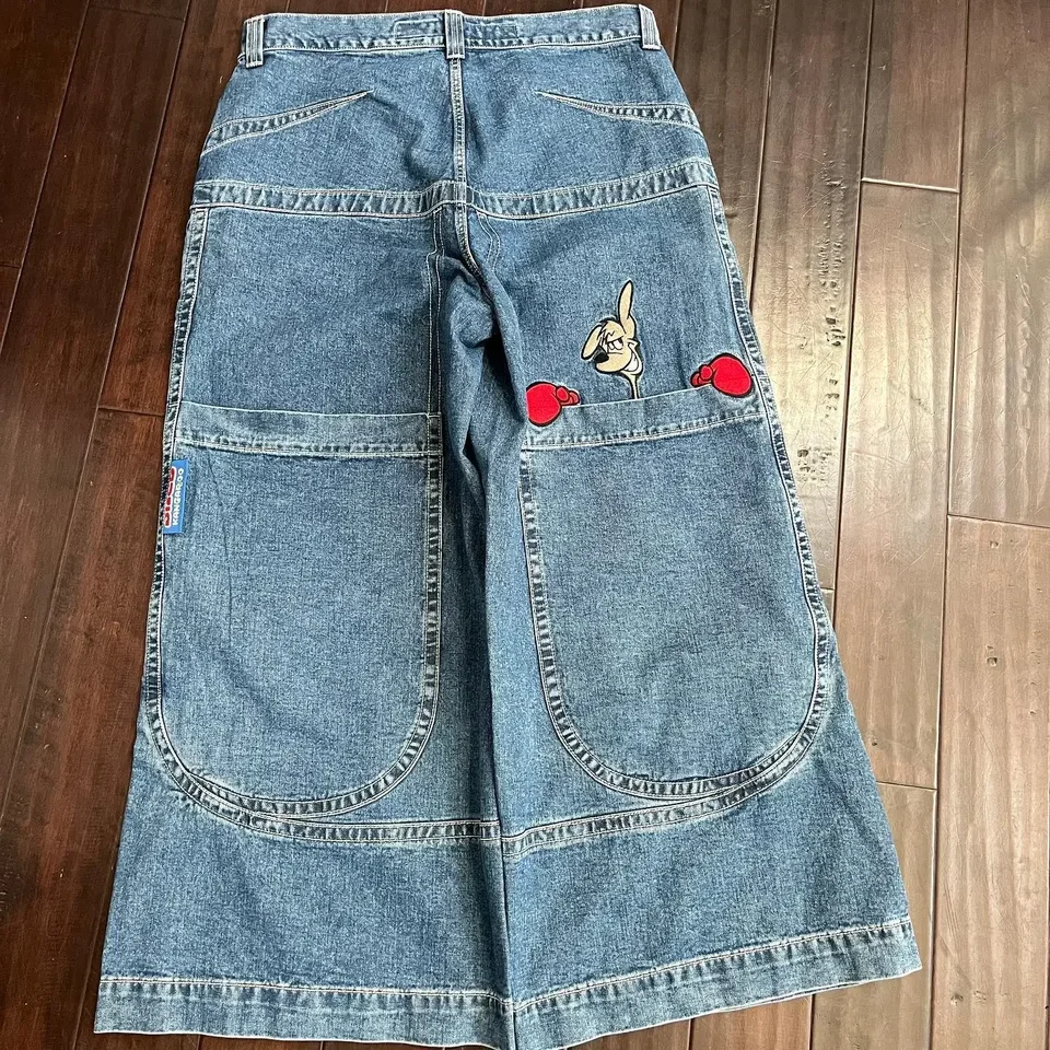 Y2k Harajuku Retro Washed High Quality Jeans Hip-Hop Vintage High Street Men Women Embroidered Gothic Loose Wide Legs Jeans - Image 3