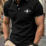 Men's Fitness Casual Sports T-shirt Gym Running Sports Elastic Short-sleeved Polo Shirt Lapel Top Men's Slim Fit T-shirt
