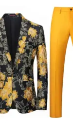 European size men's red jacquard suit two-piece set,suitable for business and leisure,weddings, parties,and stage performances