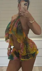 Weird Puss Colorful Beach 2 Piece Set Women Sexy Irregular Backless Halter Camisole+Shorts Matching Summer Vacation Club Outfits