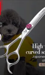 Fenice Pink Diamond Screw Pet Super Curved Scissors 45° 6.5/7.5inch Pet Dog Grooming Scissors Trimming Shear For Pet Beauticians