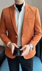 New Fashion Suit Coat Men's Slim Fit Deerskin Velvet Elegant Luxury Blazer Coat Business Casual Wedding Plus Size Suit 4XL-S