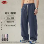 ZODF Retro Spring Man 320gsm Washed Machete Pants Unisex Distressed Loose Fit 100% Cotton Trousers Brand Design HY1237