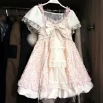 Japanese Kawaii Sweet Women Dress Sets Vintage Fairy Strap Design Short Dresses Harajuku Fashion Lace Female Casual Chic Outfits
