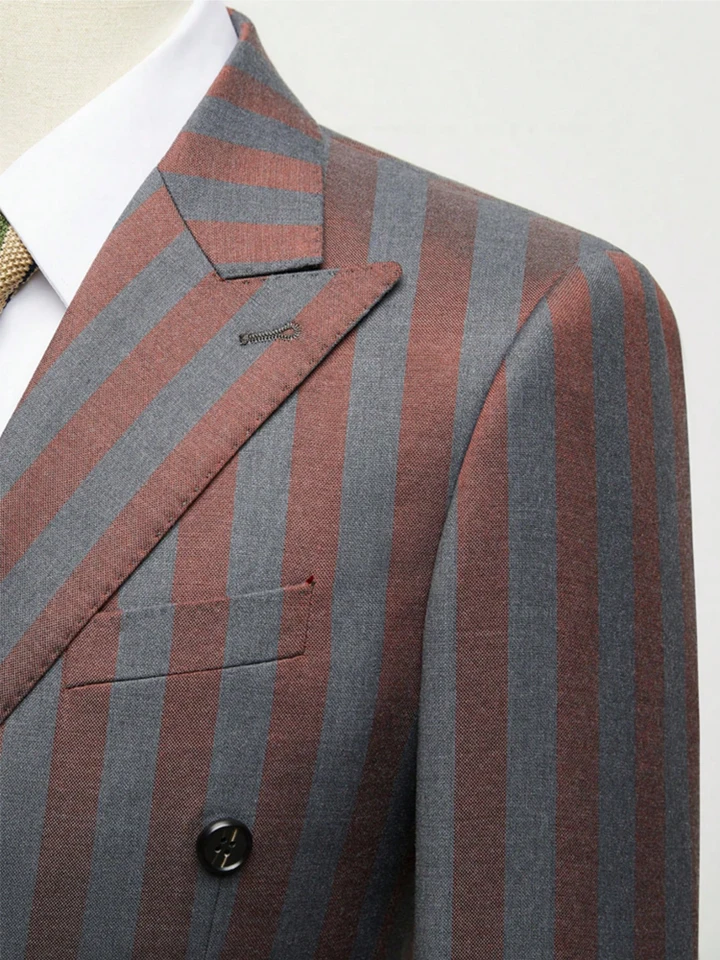 Men's Jacquard 2 Piece Suits Slim Fit Double Breasted Suit Jacket Pants Set Casual Wedding Casual Business - Image 5