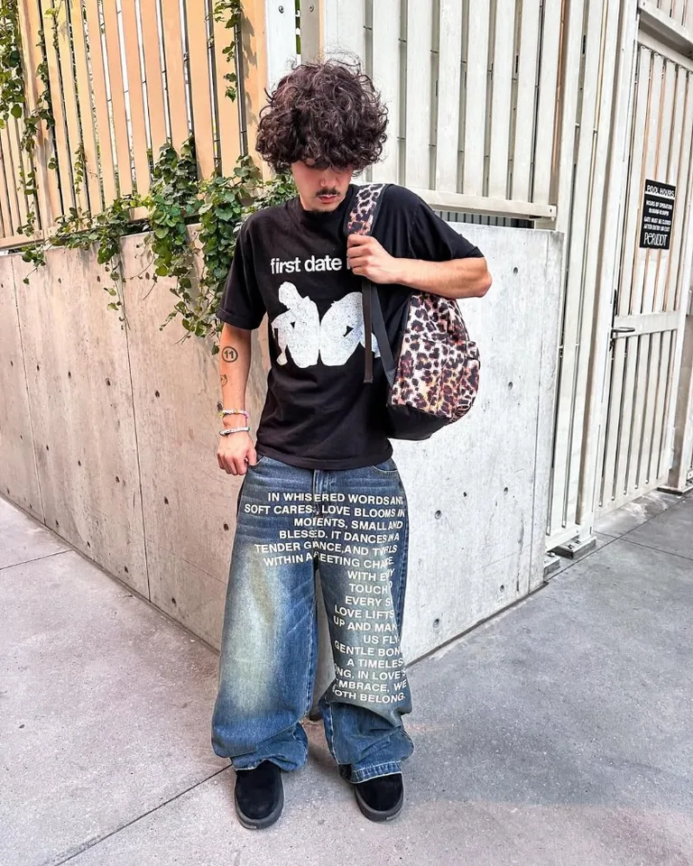 Y2K men Jeans vintage American Pattern letter jeans streetwear gothic Harajuku Hip Hop men women Fashion Casual wide leg jeans - Image 5