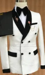 Luxury Jacquard Suit Sets For Men Wedding Banquet Grooms High Quality Outfits Classic Male Double Breasted Blazer Pants 2 Pcs