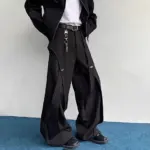 2026 Summer Male Solid Color Deconstructed Trousers American Retro Fashion Trend High Street Loose Casual Niche Men's Bottoms