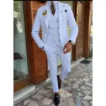 Men's Suits Slim Fit (Jacket+Pants+Vest) Handsome White 3 Piece Groom Tuxedos for Wedding Formal Prom Suit Party Evening Terno