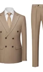 Men's Pinstripe Double-breasted Suit Two-piece, Wedding/Party/Business Dress Jacket and Pants, Blue、Gray、RedSets, Asian Size