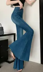 Vintage Slim Skinny Jeans Women Denim Pants Tight Trousers Fashion Female Elastic Flare Jeans Casual Flare Pants