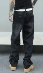 Vintage Men Y2k Baggy Denim Jeans for Men Fashion Casual Pants Streetwear Denim Hip Hop Wide-Leg Straight Casual Trousers