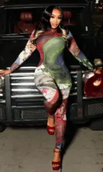 Kliou Colorful Print Jumpsuits Woman Autumn Trend o-Neck Full Sleeve Skinny Peach Hip Hot Girls Street Sexy Fashion Overalls