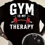 Men's Gym Relax Print T-Shirt Soft Breathable Fitness Tee with Bold Workout Graphics Round Neck Short Sleeve