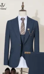 ST Cassy High-end Brand Formal Business Men's Suits Single Breasted Solid Color Slim Fit Suit wedding three-piece