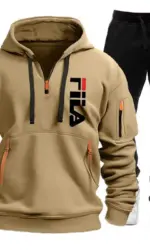 Two sets of 2025 new fashionable men's sportswear, a zippered hooded sweatshirt and sweatpants, for casual fitness and jogging