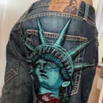 Y2k 2000s Statue of liberty Diamonds Jeans Casual Denim Pants High Waist Straight Wide Leg Jeans Harajuku Vintage Women Clothing