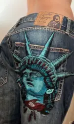 Y2k 2000s Statue of liberty Diamonds Jeans Casual Denim Pants High Waist Straight Wide Leg Jeans Harajuku Vintage Women Clothing