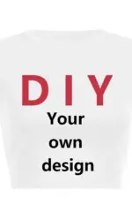 Diy Your Own Design Print Pattern Customize Summer Short Sleeve O Neck Solid Color Cropped Navel Women Crop Tops Fashion T-Shirt