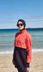 4PCS/Set Burkini Femme Musulmane Printing Sportswear Loose Fit Strechable UPF50-UV Protection Swimsuit With Zipper