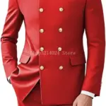 Men 2 Pieces  Suit   Suits for Men Gold Button Jacket Pant Set Traditional Wedding