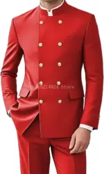 Men 2 Pieces  Suit   Suits for Men Gold Button Jacket Pant Set Traditional Wedding