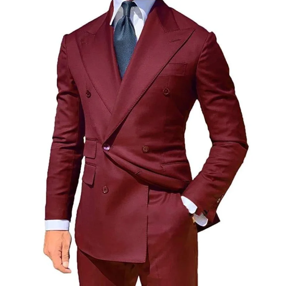 Yellow Men Suits 2 Pieces Set Fashion New Men's Casual Boutique Business Formal Wedding Groom Suit Coat Blazer Trousers 2024 - Image 3