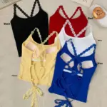 Summer New Pure Desire Cross Lace Backless Tank Top with Chest Pad No Bra Needed Hot Girl Outdoor Wear Large Size Vest