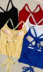 Summer New Pure Desire Cross Lace Backless Tank Top with Chest Pad No Bra Needed Hot Girl Outdoor Wear Large Size Vest