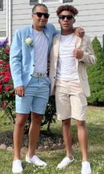 2 Pieces  Men's Casual Suit Single Breasting  Lapel Groomsmen with Short  for Wedding (Blazer+Pants)