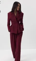 Casual Solid Blazer Trouser Suit Women Fashion Waist-Closed Pleated Lapel Coat Wide Leg Pant Lady Set 2026 Spring  Sets Female