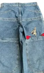 Y2k Harajuku Retro Washed High Quality Jeans Hip-Hop Vintage High Street Men Women Embroidered Gothic Loose Wide Legs Jeans