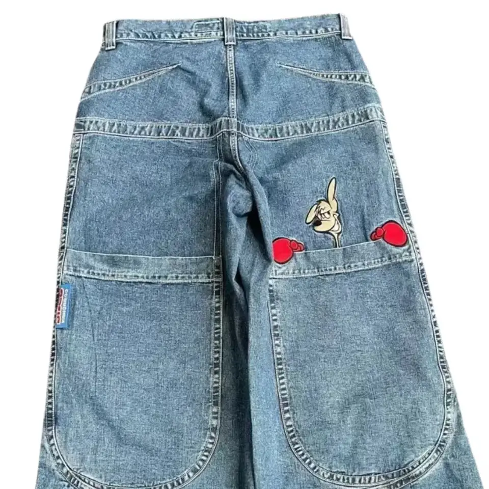 Y2k Harajuku Retro Washed High Quality Jeans Hip-Hop Vintage High Street Men Women Embroidered Gothic Loose Wide Legs Jeans