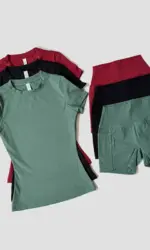 Sports Sets Fitness Hip-lifting Tight Top Short Sleeve Running Workout Gym Shorts Tracksuits For Women Breathable Sports Suits