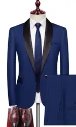 Men's Yellow Two-piece Suit (Jacket and Pants), Perfect for Weddings, Parties, Business, and The Office. Black, Gray, Burgundy.