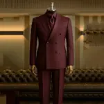 Burgundy Men Suits Double Breasted 2 Piece Wedding Groom Party Prom Chic Dress Business Casual Custom Man Tuxedo Outfits