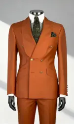 2 PCS Men's Smart Casual Solid Formal Tuxedo Suits with Shawl Lapel Double Breasted Jacket And Pants for Business And Wedding