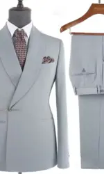 Fashion Coral Men Suits New High Quality Elegant Metal Side Release Buckle 2 Pieces Set Wedding Party Dinner (Blazer+Pants)