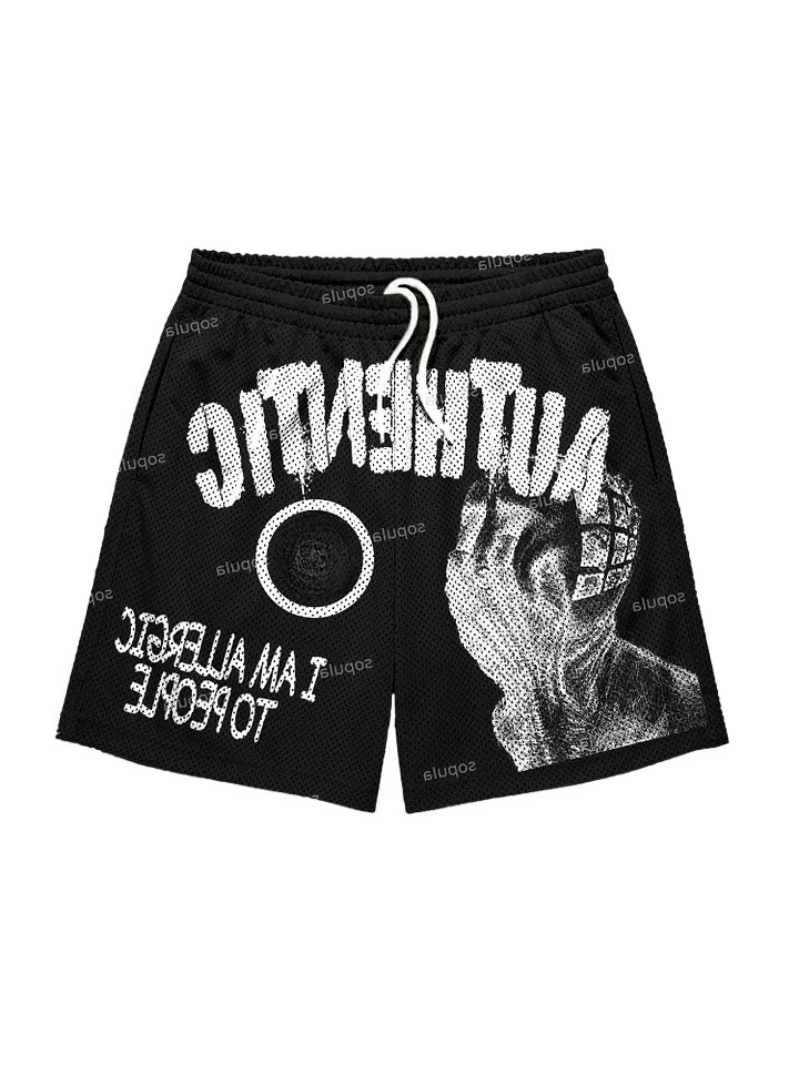 Fun Text Graphic Print Shorts High Quality Sport Training Breathable Fashionable Shorts Streetwear Men Fashion Casual Shorts - Image 2