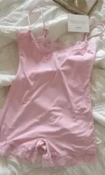 Pink Lace Trim Slim Playsuits Woman Chic High Elasticity Adjustable Strap Skinny Bodysuit Fashion Simple Smooth One-piece Tops