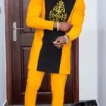 Men's Casual Long-Sleeved Two-Piece Set: Mid-Length Top and Trousers