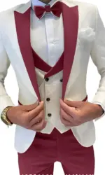 Mens Jacquard Suit 3 Piece Slim Fit Suits Prom Formal Business Suit for Men Jacket Vest Pants Wedding Suit